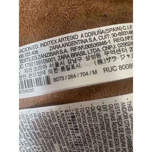 ZARA Vegan Leather Jacket Camel Short Trench Coat Size Medium - Picture 10 of 11